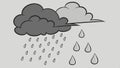 Rain cloud with raindrops, weather, precipitation, and climate vector design Generative AI Royalty Free Stock Photo