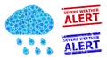 Rain Cloud Star Mosaic and Severe Weather Alert Textured Stamps