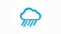 rain cloud, storm weather realistic icon. 3d line vector illustration. Top view