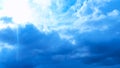 Rain cloud and sun beam. Panorama of cloudy gray sky. Abstract textured. Rain clouds background. Space for text Royalty Free Stock Photo