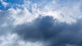 Rain cloud and sun beam. Panorama of cloudy gray sky. Abstract textured. Rain clouds background. Space for text Royalty Free Stock Photo