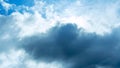 Rain cloud and sun beam. Panorama of cloudy gray sky. Abstract textured. Rain clouds background. Space for text Royalty Free Stock Photo