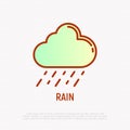 Rain from cloud thin line icon. Modern vector illustration of weather