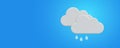 Rain, Cloud Weather forecast info icon on blue background. Rainy cloudy day. Climate weather element. Weather forecast 3d icon Royalty Free Stock Photo