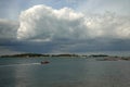 Rain clouds above island Ile de brehat in Brittany Royalty Free Stock Photo