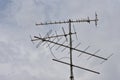 Rain clouds blow quickly in sky, Rain clouds and old TV antennas