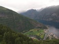 Rain clouds gather over a fjord in Norway Royalty Free Stock Photo