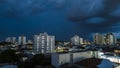 Rain clouds loaded with lightning and lightning arrive in the city of MariÂ­lia Royalty Free Stock Photo