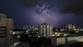 Rain clouds loaded with lightning and lightning arrive in the city of MariÂ­lia, Royalty Free Stock Photo