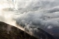 Rain clouds on the mountain hills. Royalty Free Stock Photo