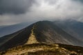 Rain clouds over mountain ridge. Royalty Free Stock Photo