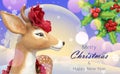 Rain deer, merry christmas and happy new year Royalty Free Stock Photo