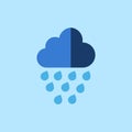 Rain downpour with shadow on the cloud illustration vector icon with blue background Royalty Free Stock Photo