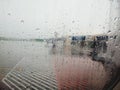 Rain drop on airplane window Royalty Free Stock Photo