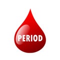 Rain drop as symbol, sign and pictogram of period, menstruation and mentrual cycle.