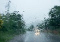 Rain drop on front auto glass Royalty Free Stock Photo