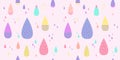 Rain drop pattern seamless pastel color. Abstract water drop for kid fabric print, wallpaper, wrapping paper, textile, baby Royalty Free Stock Photo