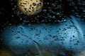 Rain drop on the window and bokeh blur background abstract Royalty Free Stock Photo