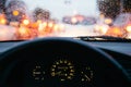 Rain droplets on car windshield Royalty Free Stock Photo