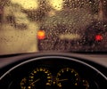 Rain droplets on car windshield Royalty Free Stock Photo