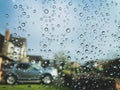 Rain droplets on glass window. Royalty Free Stock Photo