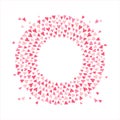 Round Valentines day frame made of scattering hearts