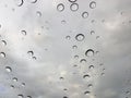 Rain drops on car front window Royalty Free Stock Photo