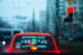 Rain drops on car glass. Royalty Free Stock Photo