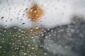 Rain drops on car glass, selective focused Royalty Free Stock Photo