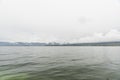 Rain drops fall on the surface of the water in the largest lake in Colombia Royalty Free Stock Photo
