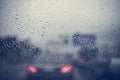 Rain drops in front of the car mirror Royalty Free Stock Photo