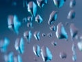 Rain drops on a glass close up