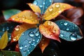 Rain drops on the leaves of a plant. Raindrops on the leaves. AI generated Generative AI Royalty Free Stock Photo