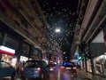 Rain drops in the night winter in ioannina city Royalty Free Stock Photo
