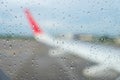 Rain drops on plane;s window