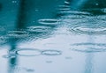 Rain drops on the surface of the water forming ripples Royalty Free Stock Photo