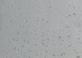 Rain drops, water drops of rain on a window glass with blurred gray background Royalty Free Stock Photo