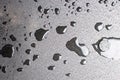 Rain drops of water-repellent surface in black and white on grey background. Close up macro Royalty Free Stock Photo