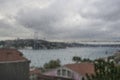 Rain drops on window against city view of Istanbul, Turkey Royalty Free Stock Photo