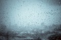 Rain drops on window glass outside texture background water of w Royalty Free Stock Photo