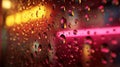 Rain Drops on Window at Night with City Lights Royalty Free Stock Photo