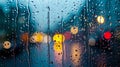 Rain Drops on Window, Serene Water Droplets on Glass During Rainfall