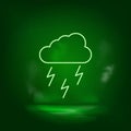 Rain, energy, lighting neon vector icon. Save the world, green neon