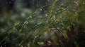 Rain falling on green leaves and branches, raindrop on leaf wallpaper Royalty Free Stock Photo