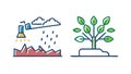 Rain Falling on Plant Sustainable Growth Concept, vector design Generative AI Royalty Free Stock Photo