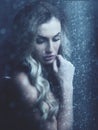 Rain. Female portrait, beauty young woman Royalty Free Stock Photo