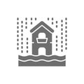 Rain, flooding, catastrophe, natural disaster grey icon.