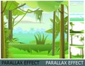 Rain forest. Dense thickets. View from the jungle Tropical forest panorama. Image from layers for overlay with parallax Royalty Free Stock Photo