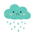 Rain with funny face Cloud with raindrop Weather