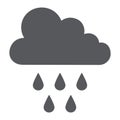 Rain glyph icon, weather and climate, cloud with rain sign, vector graphics, a solid pattern on a white background. Royalty Free Stock Photo